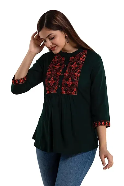 Elegant Viscose Rayon Embroidered Tunic For Women