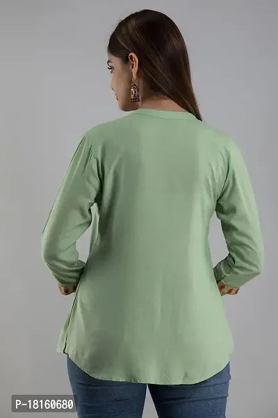 Elegant Green Rayon  Regular Length Top For Women-thumb2