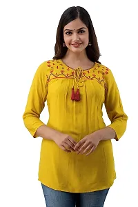 Elegant Yellow Rayon  Regular Length Top For Women-thumb1