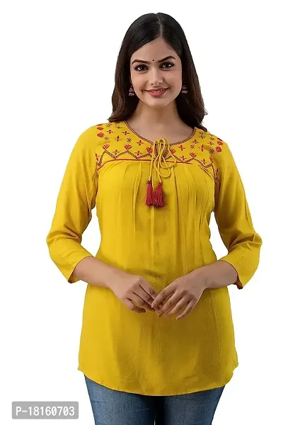 Elegant Yellow Rayon  Regular Length Top For Women-thumb2