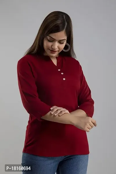 Elegant Maroon Rayon  Regular Length Top For Women-thumb2