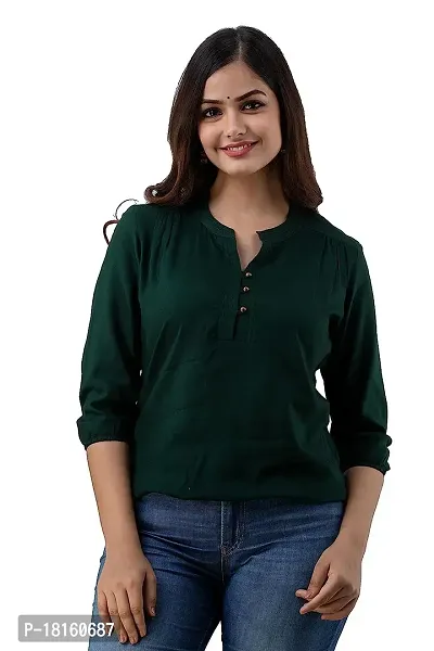 Elegant Green Rayon  Regular Length Top For Women