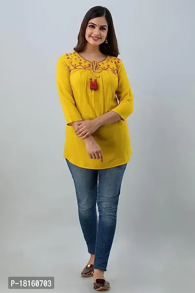 Elegant Yellow Rayon  Regular Length Top For Women