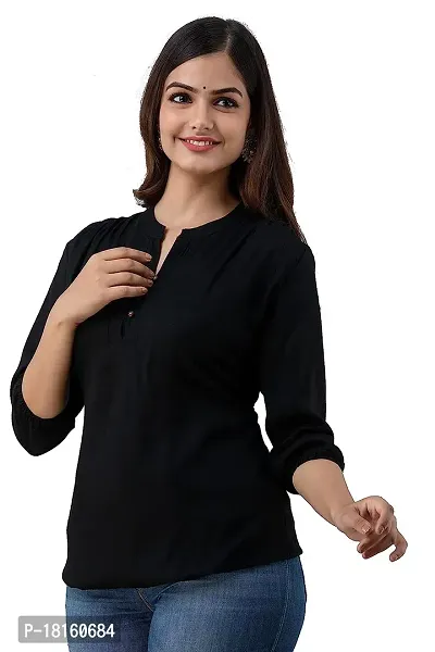 Elegant Black Rayon  Regular Length Top For Women-thumb0