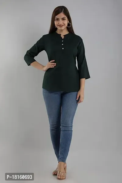 Elegant Green Rayon  Regular Length Top For Women-thumb0