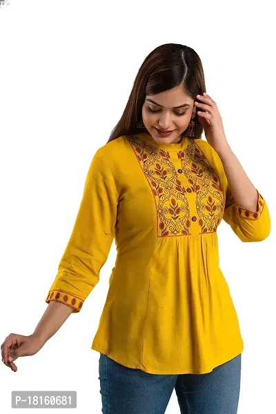 Elegant Yellow Rayon  Regular Length Top For Women-thumb0