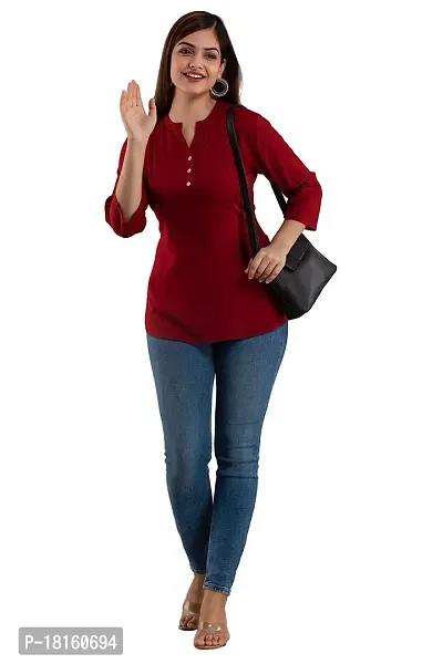 Elegant Maroon Rayon  Regular Length Top For Women-thumb0