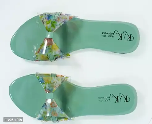 Elegant Green Synthetic Fashion Flats Sandle For Women