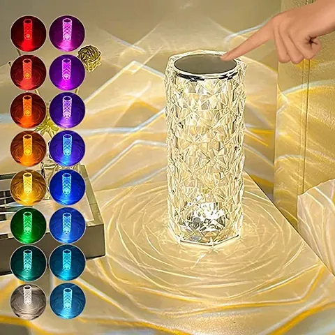 TNC Crystal Table Lamp Rose Lamp with Touch Control, 16 Colors Changing RGB Night Light, USB Rechargeable Battery LED Lamp for Bedroom,Living Room,Party Dinner,Home Decor(Pack of 1)