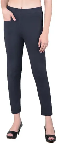 Stylish Cotton Blend Solid Leggings For Women