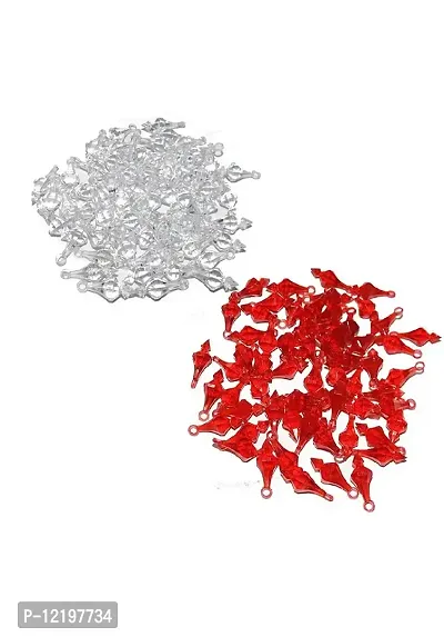 PCA GADA Beads (LATKAN) Crystal White and Red Colour for Making Macrame Jhula, Macrame Toran, Macrame Jhumar, Bracelate, Necklace, Macking Other Crafting Designs 2 Colour 50+50=100 Pices-thumb0