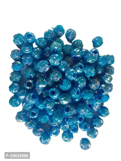 Pushpa Creation Rose Shep  glittring Skt Blue  Colour Plastic beads for Craft   pack of 100