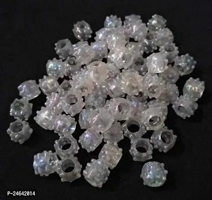 Fancy Plastic WhiteColour big hole Beads for Making Macrame Jhula, Macrame Toran, Macrame Jhumar, Bracelate, Necklace, Macking Other Crafting Designs 100 Qty (L-10mm x W-12mm,7mm Hole Size)