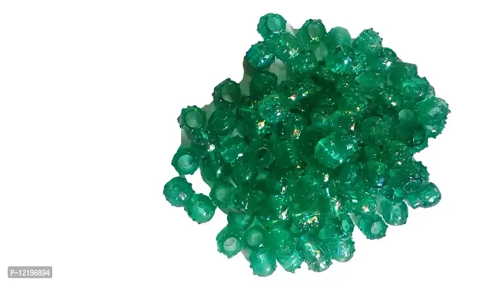 PCA Rainbow Plastic Green Colour Big Hole Beads 12mm for Making Macrame Jhula, Macrame Toran, Macrame Jhumar, Bracelate, Necklace, Macking Other Crafting Designs 100 Qty-thumb0