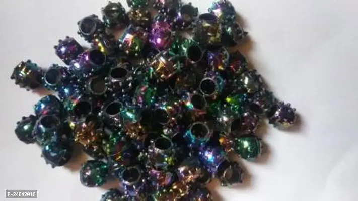 Fancy Plastic Black Colour big hole Beads for Making Macrame Jhula, Macrame Toran, Macrame Jhumar, Bracelate, Necklace, Macking Other Crafting Designs 100 Qty (L-10mm x W-12mm,7mm Hole Size)