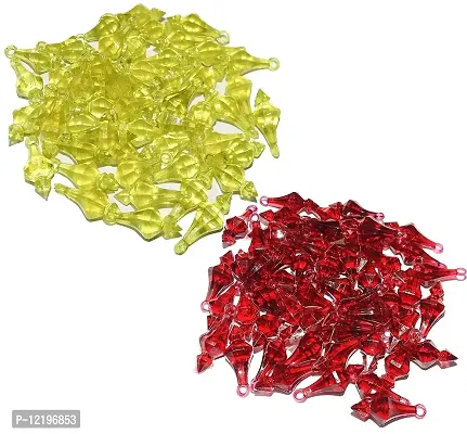PCA GADA Beads (LATKAN) Crystal Lemon and Red Colour for Making Macrame Jhula, Macrame Toran, Macrame Jhumar, Bracelate, Necklace, Macking Other Crafting Designs 2 Colour 50+50=100 Pices