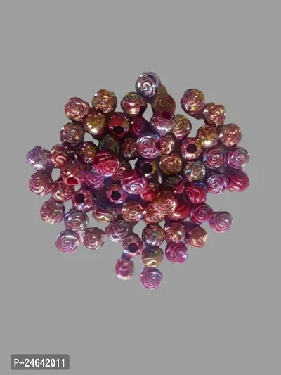 Pushpa Creation Rose Shep  glittring Purple Colour Plastic beads for Craft  pack of 104