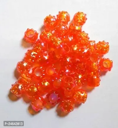 Fancy Plastic Orange  Colour big hole Beads (L-10mm x W-12mm,7mm Hole Size ) for Making Macrame Jhula, Macrame Toran, Macrame Jhumar, Bracelate, Necklace, Macking Other Crafting Designs 100 Qty