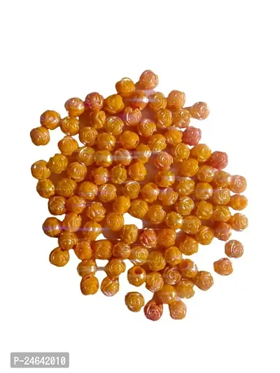 Pushpa Creation Rose Shep  glittring Orange colour  Plastic beads for Craft  pack of 103
