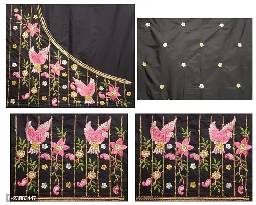 Reliable Black Banglori Silk Printed Unstitched Blouses For Women