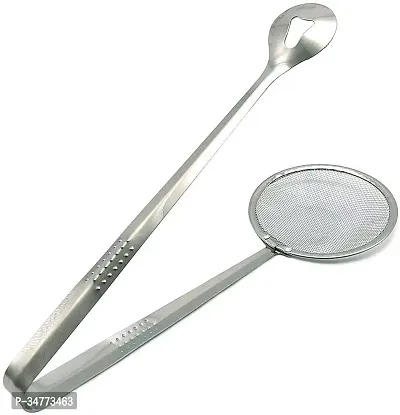 2In1 Stainless Steel Filter Spoon with Clip Food Kitchen Oil-Frying Multi-Functional-thumb0