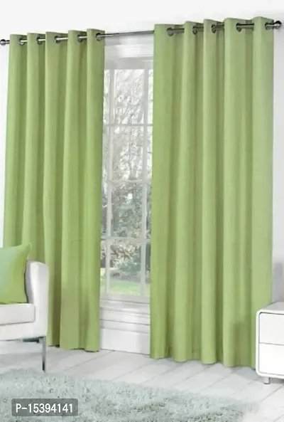 ELEX FAB Polyester Plain Curtain ( Size_4 X 7 Feet, Color_Green)(Pack of 2)