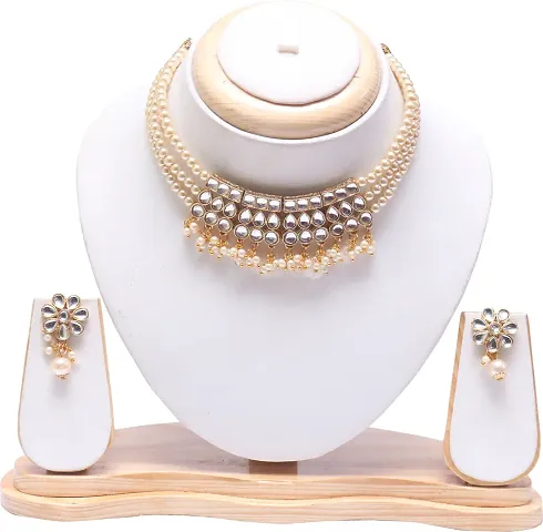 Kundan Pearls Necklace Set Choker For Women