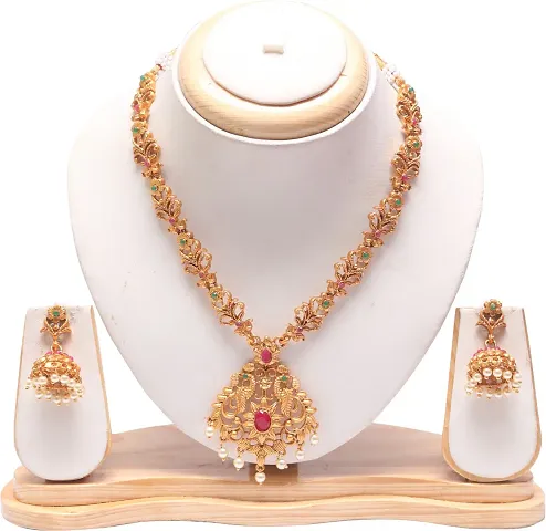Pretty Golden Laxmi Necklace Sets For Women