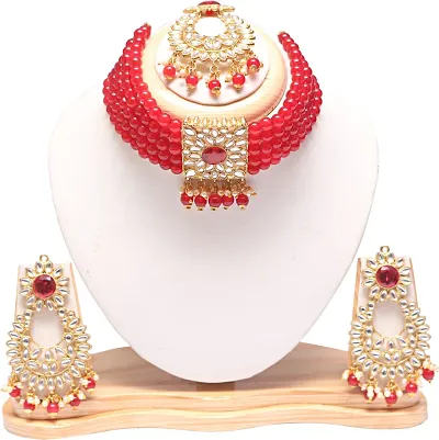 Glass Beads Choker Set with Maangtikka