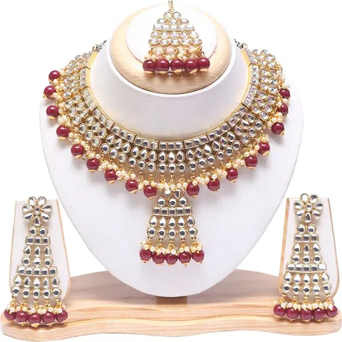 Kundan Pearls Necklace Set For Wedding