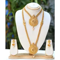 ETHNICKING Gold Plated South Indian Traditional Bridal Partywear Wedding Necklace Jewellery Set For Women-thumb1