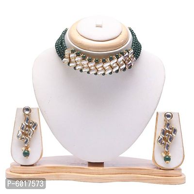 White Colour Kundan Necklace Set For Women