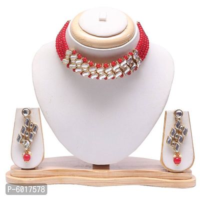 White Colour Kundan Necklace Set For Women