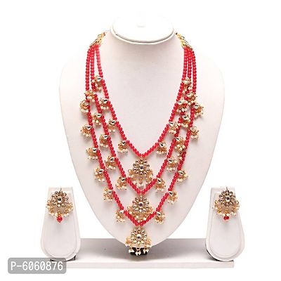 Red Alloy Multilayer Necklace Set-thumb0