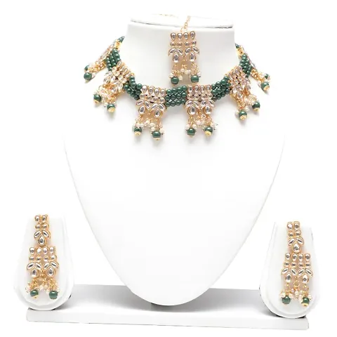 Stylish Alloy Kundan Pearl Jewellery Set