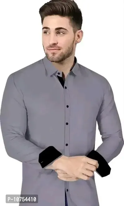 Classic Cotton Spandex Solid Formal Shirts for Men-thumb2