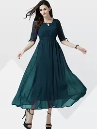 Green Georgette Self Design Ethnic Gowns For Women-thumb1