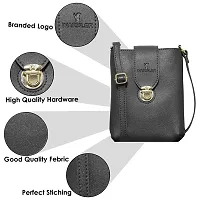 Warbler Sling Bag For Women's And Girl's | Ladies Purse Faux Leather Sling | Woman Gifts | Travel Purse Sling Bag Black RRC-0001-BK-thumb3