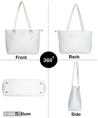 Warbler Handbag For Women's And Girl's | Ladies Purse Faux Leather Handbag | Woman Gifts | Travel Purse Handbag White RRC-0009-WH-thumb3