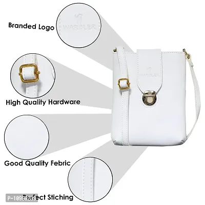 Warbler Sling Bag For Women's And Girl's | Ladies Purse Faux Leather Sling | Woman Gifts | Travel Purse Sling Bag White RRC-0001-WH-thumb5
