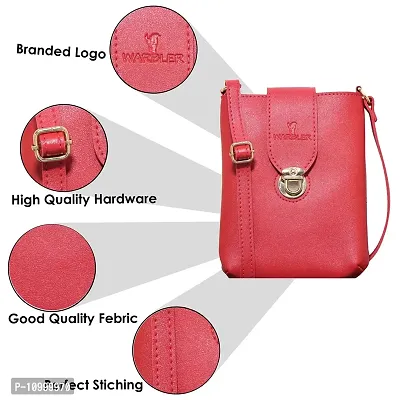 Warbler Sling Bag For Women's And Girl's | Ladies Purse Faux Leather Sling | Woman Gifts | Travel Purse Sling Bag Pink RRC-0001-PK-thumb3