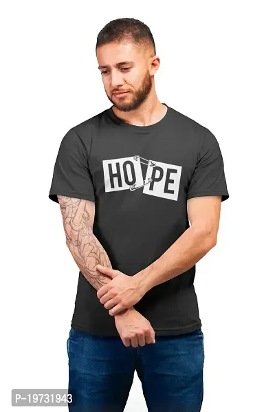 THE ELEGANT FASHION 100% Cotton Half Sleeves Round Neck Hope Printed T-Shirt for Men?