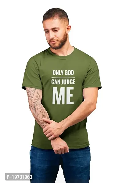 THE ELEGANT FASHION Mens 100% Cotton Round Neck Half Sleeves T Shirt For Boys ,Mens Attitude, Trending, Quotes Tshirts Half Sleeve Round Neck Regular Fit For Office, Gym Only God Can Judge Me Printed T-Shirt