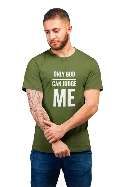 THE ELEGANT FASHION Mens 100% Cotton Round Neck Half Sleeves T Shirt For Boys ,Mens Attitude, Trending, Quotes Tshirts Half Sleeve Round Neck Regular Fit For Office, Gym Only God Can Judge Me Printed T-Shirt