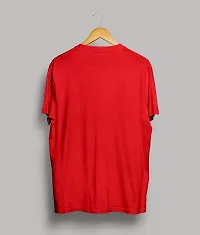 Men's Red Cotton Printed Round Neck Tees-thumb1