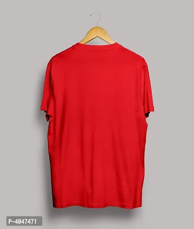 Men's Red Cotton Printed Round Neck Tees-thumb2