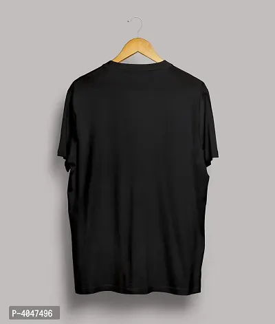 Men's Black Cotton Printed Round Neck Tees-thumb2