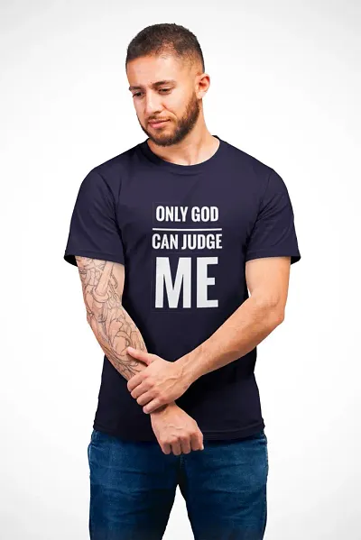 THE ELEGANT FASHION Mens 100% Round Neck Half Sleeves T Shirt For Boys ,Mens Attitude, Trending, Quotes Tshirts Half Sleeve Round Neck Regular Fit For Office, Gym Only God Can Judge Me T-Shirt