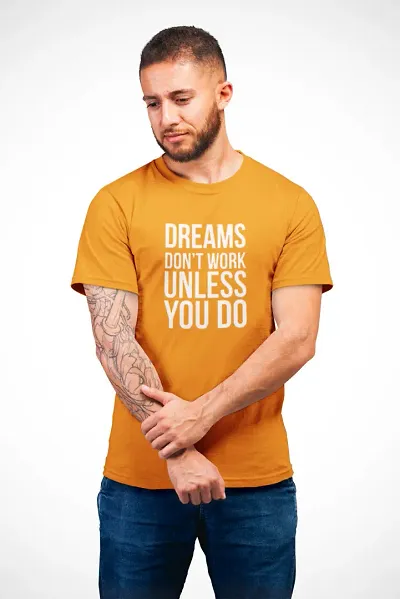 THE ELEGANT FASHION Men`s 100% Regular Fit Half Sleeve Tshirt for Boys,Mens Dream Don?t Work Young Trendz Dry-Fit T T-Shirt | Casual Half Sleeve Round Neck T-Shirt |