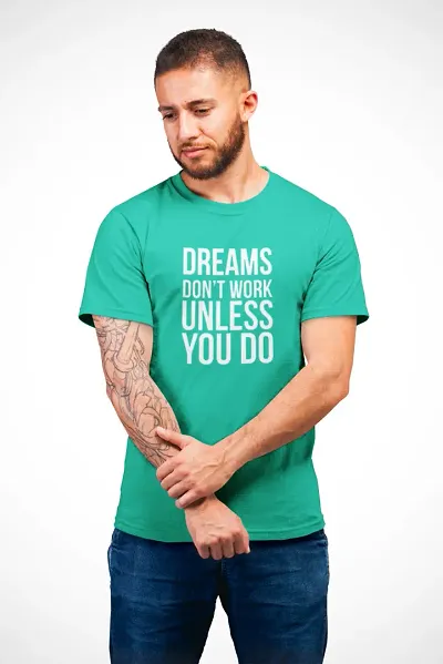 THE ELEGANT FASHION Men`s 100% Regular Fit Half Sleeve Tshirt for Boys,Mens Dream Don?t Work Young Trendz Dry-Fit T T-Shirt | Casual Half Sleeve Round Neck T-Shirt |